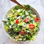 Easy greek salad with vegan cashew tzatziki