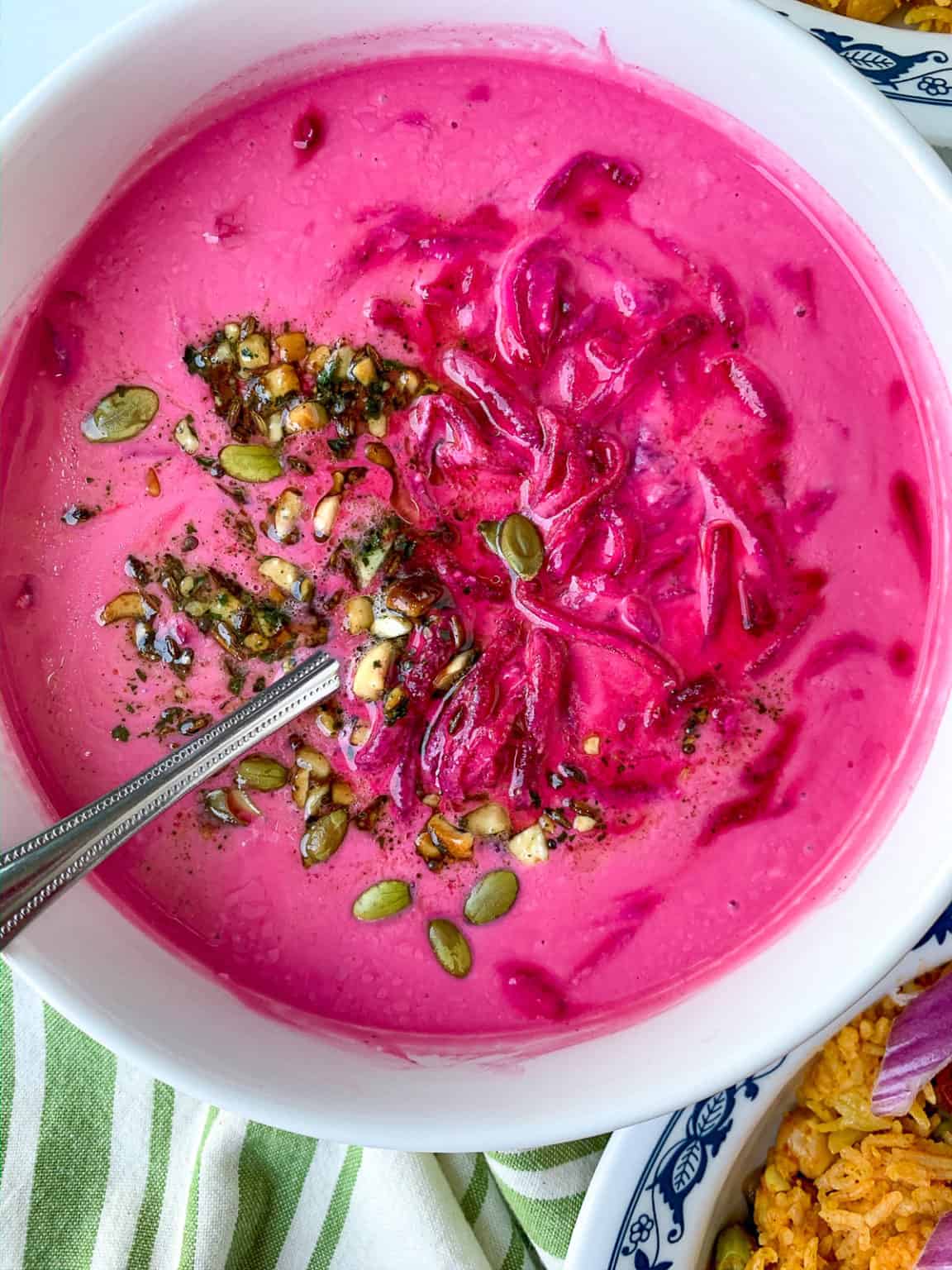 Beetroot Raita (Indian Yogurt Side Dish) - Carve Your Craving