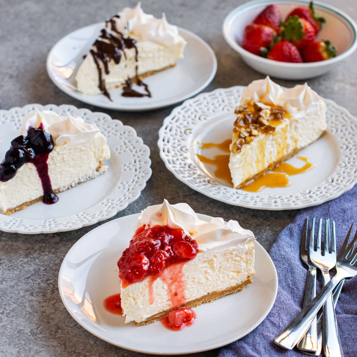 No Bake Cheesecake With Four Toppings 